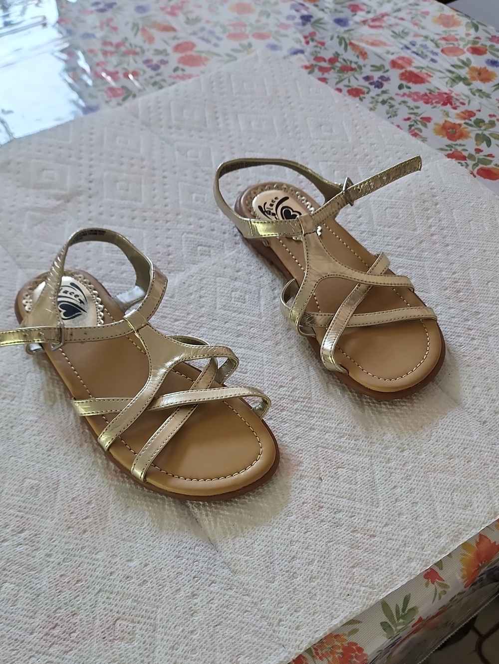 Place Metallic Gold Girls Strappy Sandals